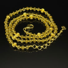 Natural Yellow Citrine | 925 Sterling Silver | Faceted Rondelle Beaded Necklace | 4mm | VVS1 Clarity | 18 Inch Strand