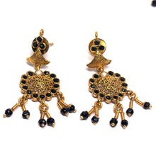 Necklace Earring Traditional Indian Black Stones Mangalsutra Evil Eye Protection Jewellery Set - Necklace Earring Set