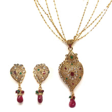 Necklace with Drop Pendant & Earring Multi Layer Heritage Polki Bridal Jewellery Set - Necklace Earring Set