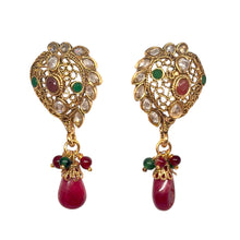 Necklace with Drop Pendant & Earring Multi Layer Heritage Polki Bridal Jewellery Set - Necklace Earring Set