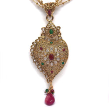 Necklace with Drop Pendant & Earring Multi Layer Heritage Polki Bridal Jewellery Set - Necklace Earring Set