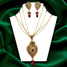 Necklace with Drop Pendant & Earring Multi Layer Heritage Polki Bridal Jewellery Set - Necklace Earring Set