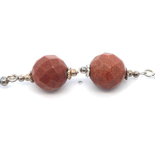 Orangey Brown Sandstone 12mm Ball Facet Dangle Gemstone Earrings