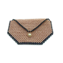 Handmade Purse Luxury Peach Dark Blue Pearls Beaded Shoulder Bag