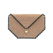 Handmade Purse Luxury Peach Dark Blue Pearls Beaded Shoulder Bag
