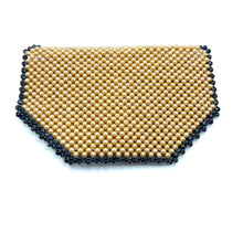 Handmade Purse Luxury Peach Dark Blue Pearls Beaded Shoulder Bag