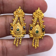 Peacock-Inspired Dangler Pair of Earrings Gold Tone with Pear Motif Wings & Premium Finish Jewellery - Earrings