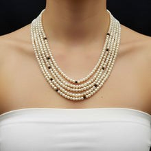 Pearl Necklace Freshwater 4mm Round Beads Multi Layered Design| Chic Minimal Everyday Wear Jewelry - Necklace