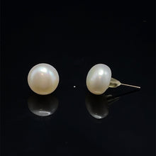 Pearl Stud Earrings | White Freshwater Pearl | Button Shape | Plain Smooth | 8mm-9mm-10mm| Birthstone Jewelry | Bridal