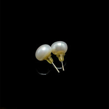 Pearl Stud Earrings | White Freshwater Pearl | Button Shape | Plain Smooth | 8mm-9mm-10mm| Birthstone Jewelry | Bridal
