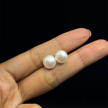 Pearl Stud Earrings | White Freshwater Pearl | Button Shape | Plain Smooth | 8mm-9mm-10mm| Birthstone Jewelry | Bridal