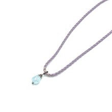 Pendant Light Blue Glass 16mm Drop With Handcrafted Purple Twisted Cord Necklace Inspired By Calming Tones