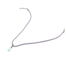 Pendant Light Blue Glass 16mm Drop With Handcrafted Purple Twisted Cord Necklace Inspired By Calming Tones