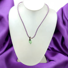 Pendant Light Green Drop Shape 16mm Glass Stone With Purple Twisted Cord Necklace Inspired By Fresh Uplifting Color