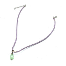 Pendant Light Green Drop Shape 16mm Glass Stone With Purple Twisted Cord Necklace Inspired By Fresh Uplifting Color