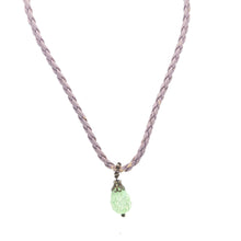 Pendant Light Green Drop Shape 16mm Glass Stone With Purple Twisted Cord Necklace Inspired By Fresh Uplifting Color
