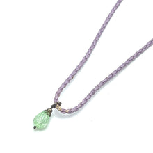 Pendant Light Green Drop Shape 16mm Glass Stone With Purple Twisted Cord Necklace Inspired By Fresh Uplifting Color