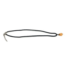 Pendant Light Peach Drop Shape 16mm Glass Stone With Black Twisted Cord Necklace Minimal Style With Warm Tones