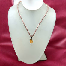 Pendant Light Peach Drop Shape 16mm Glass Stone With Light Pink Twisted Cord Necklace Evoking Warmth Softness