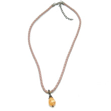 Pendant Light Peach Drop Shape 16mm Glass Stone With Light Pink Twisted Cord Necklace Evoking Warmth Softness
