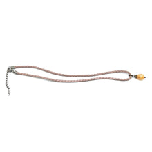 Pendant Light Peach Drop Shape 16mm Glass Stone With Light Pink Twisted Cord Necklace Evoking Warmth Softness
