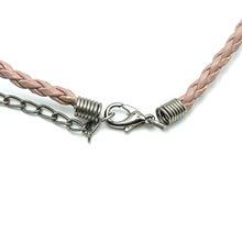 Pendant Light Peach Drop Shape 16mm Glass Stone With Light Pink Twisted Cord Necklace Evoking Warmth Softness