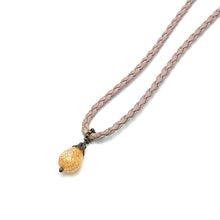 Pendant Light Peach Drop Shape 16mm Glass Stone With Light Pink Twisted Cord Necklace Evoking Warmth Softness