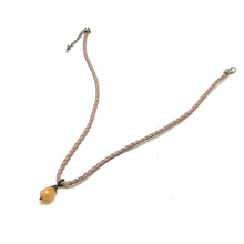 Pendant Light Peach Drop Shape 16mm Glass Stone With Light Pink Twisted Cord Necklace Evoking Warmth Softness