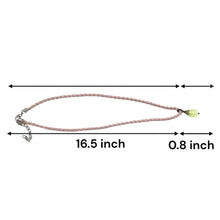 Pendant Necklace Light Green Drop Shape 16mm Glass Stone With Light Pink Twisted Cord Designed For Light Refreshing