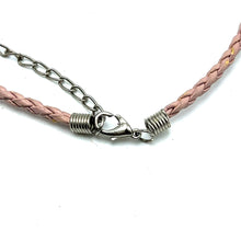 Pendant Necklace Light Green Drop Shape 16mm Glass Stone With Light Pink Twisted Cord Designed For Light Refreshing