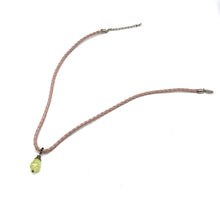 Pendant Necklace Light Green Drop Shape 16mm Glass Stone With Light Pink Twisted Cord Designed For Light Refreshing