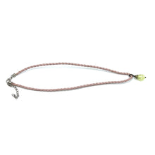 Pendant Necklace Light Green Drop Shape 16mm Glass Stone With Light Pink Twisted Cord Designed For Light Refreshing