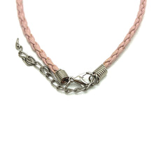 Pendant Necklace Light Pink Glass Stone 16mm Drop Shape With Pink Twisted Cord Designed For Gentle Romantic Styling