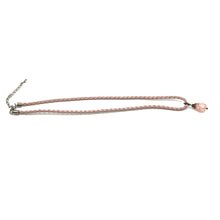 Pendant Necklace Light Pink Glass Stone 16mm Drop Shape With Pink Twisted Cord Designed For Gentle Romantic Styling