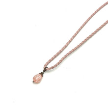 Pendant Necklace Light Pink Glass Stone 16mm Drop Shape With Pink Twisted Cord Designed For Gentle Romantic Styling