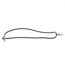 Pendant Necklace Pale Pink 16mm Drop Shape With Black Twisted Cord Glass Stone Soft Feminine Aesthetic With Modern Edge