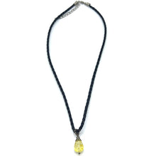 Pendant Yellow Stone Drop Shape 16mm With Black Twisted Cord Necklace Bold Color Evil Eye Protection - Necklace