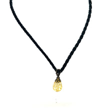 Pendant Yellow Stone Drop Shape 16mm With Black Twisted Cord Necklace Bold Color Evil Eye Protection - Necklace