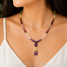 Peridot Natural, Citrine, Spessartite, Pink Tourmaline, and Amethyst Necklace