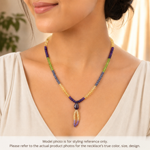 Peridot Natural, Tanzanite, Citrine, and Amethyst Gemstone Necklace