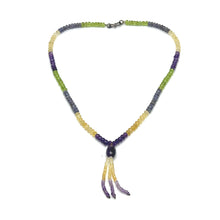 Peridot Natural, Tanzanite, Citrine, and Amethyst Gemstone Necklace