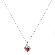 Pink Heart Pendant Beaded Chain Necklace with Rhinestone Charm – Cute and Stylish Fashion Jewelry - Necklace