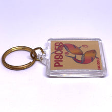 Pisces Zodiac 24K Gold Foil Engraved Colored Keychain Astrology Charm for Intuition & Creativity Gift - Keychain
