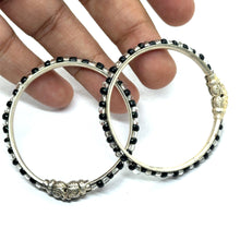 Premium German Silver Baby Black Bead Kada Set – Lightweight & Adjustable Infant Jewelry Gift - Bracelet