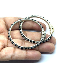 Premium German Silver Baby Black Bead Kada Set – Lightweight & Adjustable Infant Jewelry Gift - Bracelet