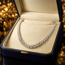 Premium White Cubic Zirconia Tennis Necklace | 925 Sterling Silver 4-8mm Round Excellent Quality Zirconia Stones 18