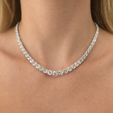 Premium White Cubic Zirconia Tennis Necklace | 925 Sterling Silver 4-8mm Round Excellent Quality Zirconia Stones 18
