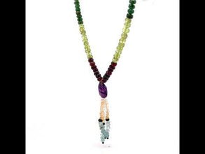 Garnet Natural, Peridot, Citrine, Blue Topaz, Tsavorite, and Amethyst Necklace