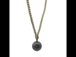 Natural Jasper Gemstone Ball 20mm Smooth Luster Light Green Twisted Cord Pendant Necklace