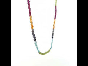 Natural Amethyst Citrine Iolite Topaz Rhodolite Peridot Gemstone Necklace | Rondelle 3mm Hand Facet Cut Beads | 14.5 Inch Multi Gemstone Jewelry